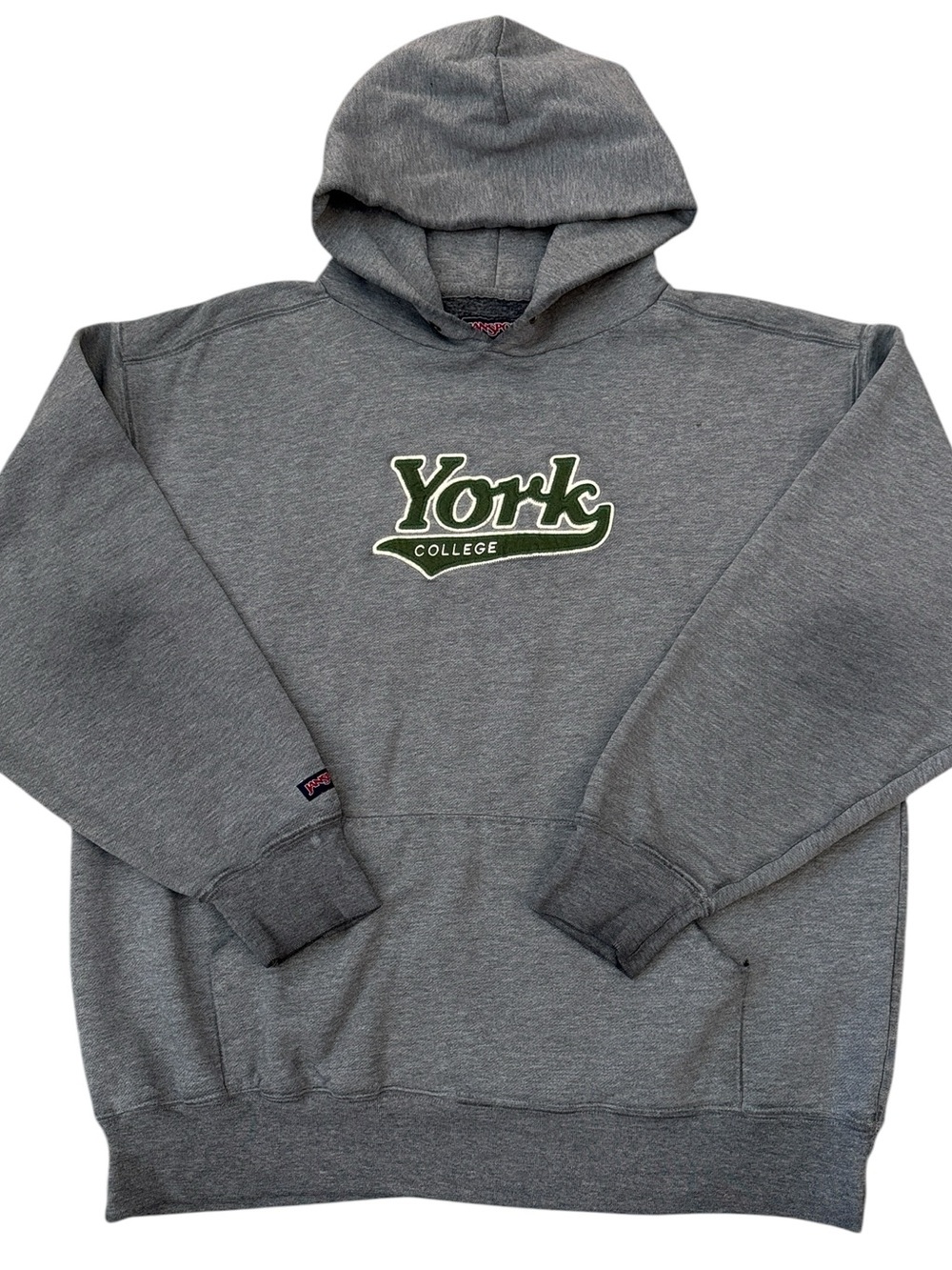 Vintage Y2K Jansport York College Hoodie Gray Green Faded Distressed Large